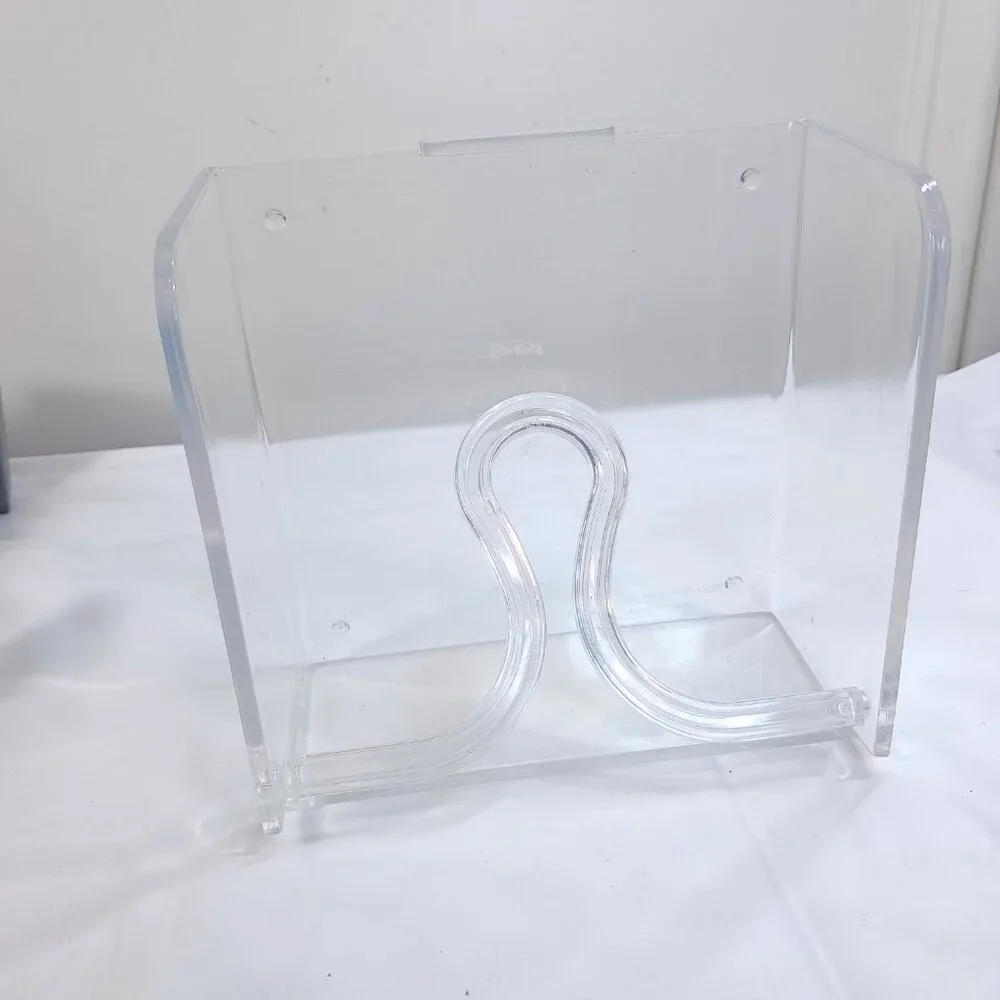 Vintage NCC Lucite COCKTAIL  Napkin Holder Butler clear Plastic Acrylic 1990 mod